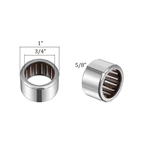 Upgrade Your Rig With 5Pcs RC121610 Needle Roller Bearings 3/4X1X5/8 Inch showing chrome steel construction and precise measurements.