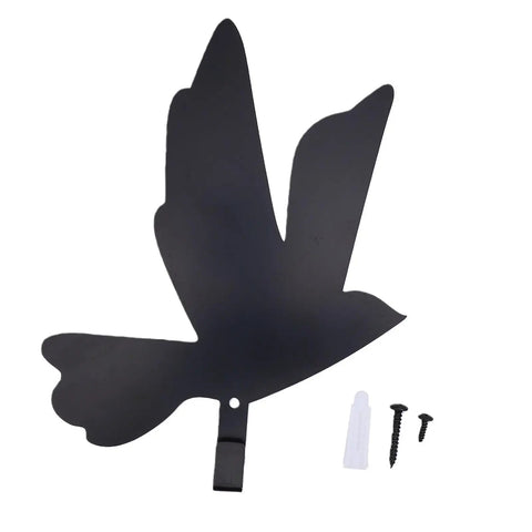 Premium Industrial Cast Iron Bird Wall Hook Hella Tough Metal Key Holder For Entryway, black bird design with hardware screws.