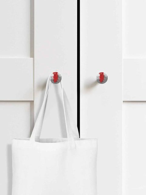 Slick 2 Pack Round Cabinet Knobs 1.4 Inch Solid Beech Wood Drawer Pulls Featuring Dope Red And Grey Graffiti Abstract Painting Vibe for closet doors.