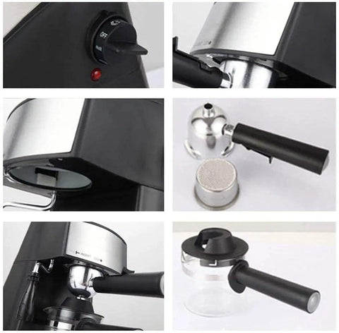 Close-up of controls and parts of Top Shelf Espresso Coffee Machine With Quick Steam Milk Frother For Creamy Cappuccinos And Bold Lattes Compact Five Bar Brewer Hits Different For Daily Coffee Rituals.