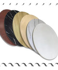 Fifty Inch Wooden Lazy Susan Turntable Smooth Rotating Serving Tray For Dining Room showcasing various wood finishes.