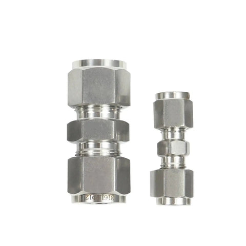 Tough As Nails Stainless Steel Compression Union Pipe Fitting Connector With UNF Nut Lock for high pressure tubes, 3-25 mm OD