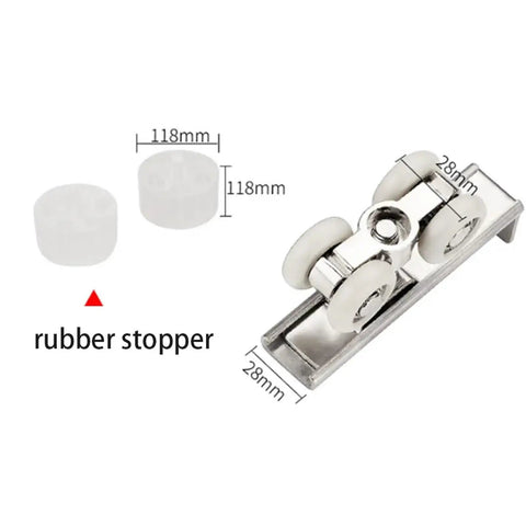 Heavy Duty Zinc Alloy Sliding Door Rollers 4 Pack Adjustable Height Double Wheel Track Pulleys with rubber stopper dimensions