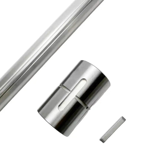 Ball Spline Nut LT 4 LT4UU High Precision Linear Motion Nut alongside a linear shaft, showcasing industrial-grade durability.