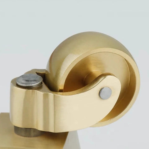 Hella Durable Heavy Duty Solid Brass Caster Wheels With Swivel Threaded Stem Design close-up view showcasing 360 rolling motion.