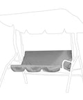 Grey 3 Seater Swing Cushion Cover Replacement for patio garden yard, shown installed on an outlined swing bench.