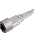 Heavy Duty Steel Radiator Wrench Socket With Stepped Multi Fitting Shape For Thermostatic Valves And Drain Pipes angled view of tool