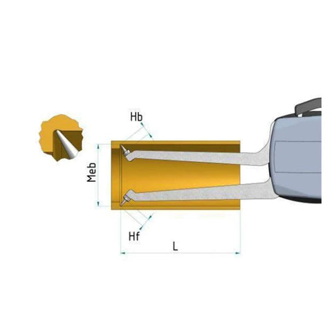 Diagram of Rock Solid Digital Inside Outside Caliper Gauge With Pointer Dial measuring blind holes, showcasing dimensions and gauge tips.