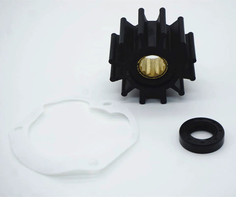Hella Reliable Raw Water Sea Pump Rebuild Kit For Volvo Penta Omc Boats With Impeller Shaft Seals And Bolt Set 3857794 3858847 showing impeller and seals.