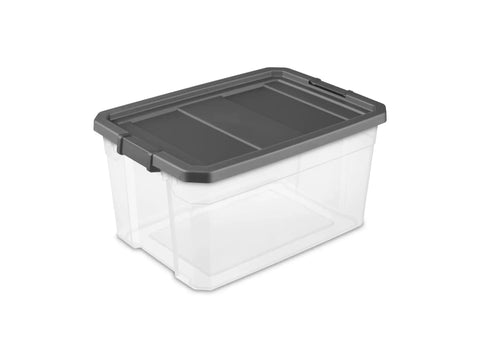 2 Pack 76 Quart Clear Stackable Storage Bins With No Fuss Latch Lids And Dark Gray Covers, heavy duty heavy-duty plastic tote.