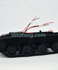 Side view of Mini Smart Robot Tank Chassis Kit With Rubber Track Crawler For Arduino And 130 Motor, showing wheels and wires.