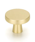 Brushed Brass Round Gold Drawer Knob 32mm diameter 6 Pack for Cabinets Zinc Construction Corrosion Resistant Heavy Duty.