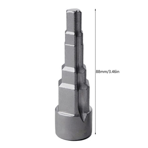 Heavy Duty Steel Radiator Wrench Socket With Stepped Multi Fitting Shape For Thermostatic Valves And Drain Pipes, 88mm length.