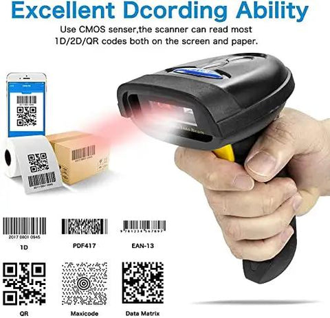 2D Barcode Scanner With Bluetooth And 2.4G Wireless USB Wired Connection Reads 1D 2D QR PDF417 Data Matrix Omnidirectionally