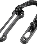 Heavy Duty Door Security Chain Built Like A Tank With Rock Solid 304 Stainless Steel For Foolproof Home Protection And Smart Two Inch Ventilation Gap Hella Sturdy Construction showing the black chain and link design.