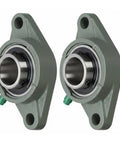Rock Solid UCFL207-22 1-3/8 Inch Bore Self Aligning Flange Bearing Unit with 2-Bolt Square Design, green cast iron housing.