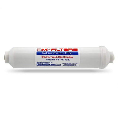 Heavy Duty Inline Carbon Water Filter For Smooth Sipping Tap And Reverse Osmosis With Quarter Inch Quick Connect Coconut Shell Cartridge.