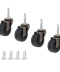 Heavy Duty Antique Brass Casters With Silent Rubber Wheels Two Inch Stem Casters Pack Of 4, furniture rollers with black wheels.