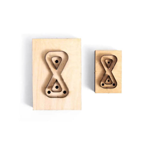 Dope Bow Shape Leather Cutting Die Set Two Pack For DIY Leather Projects, featuring two wooden-framed Japanese steel bow shape dies
