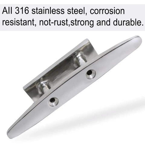 Open Base 316 Stainless Steel Boat Cleat For Mooring, 4 Inch Dock Cleat With Included Screws And Nuts, Heavy Duty Anti Corrosion