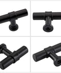 10 Pack Black Cabinet Knobs With Single Hole T Bar Pulls, 2 Inch Overall Length, 34mm Height, 12mm Diameter, Durable Kitchen Cabinet Drawer Hardware For Quick Upgrade
