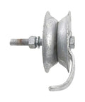 Heavy Duty Galvanized Gate Track Roller Compatible With 1 5/8 Inch Pipe Featuring Silent Glide Precision Bearings And Rock Solid Rust Resistance For Smooth Sliding Gate Operation, showing side view.