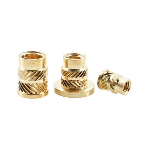 20 Pcs M6 Knurled Brass Threaded Inserts For 3D Printing, copper heat resistant press flange nuts close-up, DIY friendly