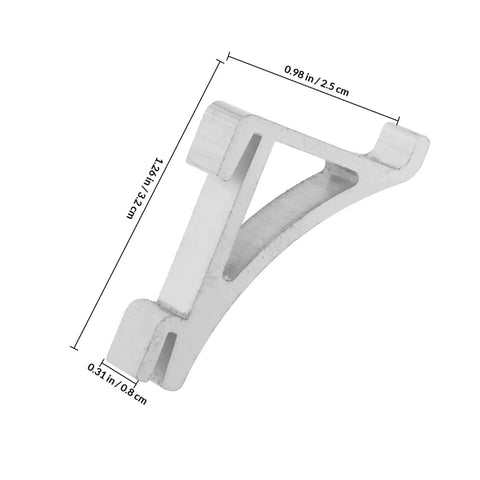 Close-up of aluminum refrigerator shelf support clip, measuring 0.98 in, used for commercial applications, 10 Pack Aluminum Refrigerator Shelf Support Clips Heavy Duty Freezer Brackets Commercial Cooler Replacement Hardware Lock Tight Fit And Rock Solid Dependable Hold.