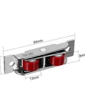 Top Shelf 4 Pack 13mm Double Wheel Pulleys For Smooth Sliding Doors And Windows Featuring Heavy Duty Stainless Steel Construction With Nylon Tracks For No Drama Cabinet Repairs, showing 13mm double wheel pulley with measurements.
