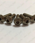 Ridiculously Strong Gr2 Titanium Button Head Screws With Hex Socket Drive M4 0.7 X 50 Millimeter Pack Of 50 showing five screws