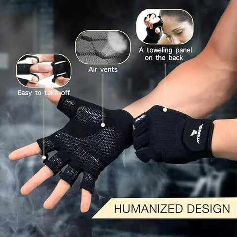 Ultimate Boss Level Workout Gloves For Men And Women Featuring Supercharged Killer Grip Technology For Intense Weightlifting Cycling And Gym Training Sessions With Breathable Padded Design To Stop Calluses Dead While Crushing It In Black And Large Fit with easy off design and air vents