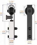 6Ft Barn Door Hardware Kit Lite Version Black - dimensions for low-clearance installation with smooth sliding track rail system