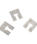 Three 304 stainless steel grounding clips with holes for PV panel installation, part of 100 Pack Solar Grounding Clips 304 Stainless Steel Conductive Washer Kit Pierces Anodized Oxide Layer Heavy Duty Ground Mount Carport Greenhouse PV Panel Installation Hardware Rock Solid.
