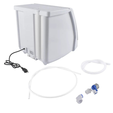 No Sweat Portable Mini Countertop Dishwasher Featuring Fast Wash Cycles And A Handy Five Liter Water Tank with hoses and power cord.