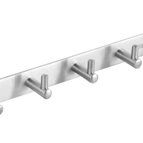 Wall Mounted 17 Inch Towel Rack With 7 Heavy Duty Hooks No Fuss Easy Install Coat Rail for Bathroom 304 Stainless Steel Brushed Nickel