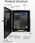 Interior view of Heavy Duty EV Charger Lock Box With Stand, Built Like A Tank with organizational features and hooks.