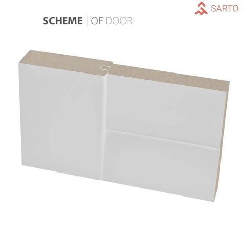 Built Tough Double Barn Door Set Featuring Dead Easy 13 Foot Stainless Steel Rail Hardware With Slick Glide Action Alongside Silk Finish White Panels And Deep Black Glass Trims For Rapid Living Space Upgrade - Door scheme detail.