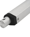 Compact Mini Linear Actuator Brings Smooth 24V Control With A Snappy Four Inch Stroke, close-up of aluminum and rubber components.