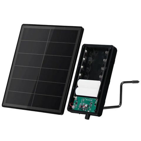 Hustle Proof Your Trail Cam Gear With This Compact 3 In 1 Mini Solar Panel Pack featuring solar cells and battery slots.