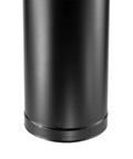 Close-up of Easy Install 6 Inch Double Wall Wood Stove Vent Pipe in galvanized and stainless steel construction, heavy duty black.