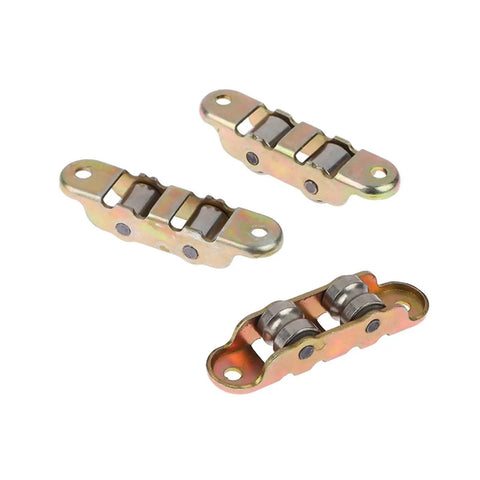 Buttersmooth Double Wheel Bottom Roller For Sliding Doors And Windows Heavy Duty Flat Groove Setup shown in three angles, durable metal.