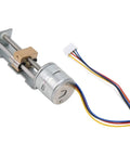 20 Mm Mini Stepper Motor Linear Slider Actuator With 45 Mm Lead Screw 2 Phase 4 Wire Config and connecting wires visible.