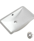 White Rectangular Undermount Bathroom Sink 18.7 By 11.9 Inches Porcelain Ceramic Vanity Basin With Overflow No Faucet Holes
