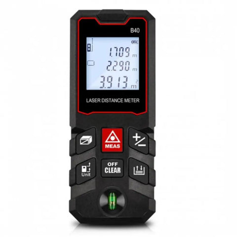 Pro Laser Distance Meter 60M Sick Precision Digital Measure Tool with Sweet LCD Backlit Display showing measurements and buttons