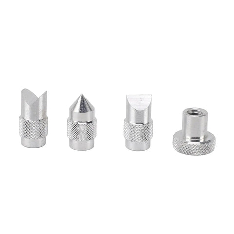 Set of four metal tips for Digital Force Gauge Handheld Push Pull Tester Meter, featuring various shapes for precise measurements.