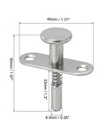 Heavy Duty Spring Loaded Plunger Latches Built Like A Tank Premium Grade Stainless Steel Cabinet Locking Closures for Furniture Bed Doors Two Pack Silver with dimensions 45mm x 50mm.