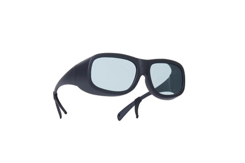 Built Tough Laser Safety Glasses With Broad 870 To 11000Nm Range And OD4 Plus Optical Density delivering eye protection with a black polycarbonate frame.