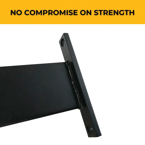 Heavy Duty Countertop Support Bracket Hidden Ladder Brace For Granite And Quartz Black Powder Coated Steel close-up view.
