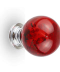 Red Crystal Glass Cabinet Knobs 12 Piece Set Featuring Round Bubble Drawer Pulls For Dressers And Cupboards with zinc backing.