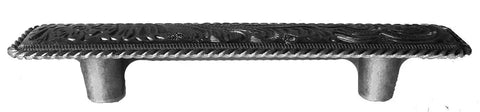 Set Of 6 Americana Drawer Pulls In Old Silver Finish With 3 Inch Centers And One Inch Screws Transform Kitchen Cabinets TV Stands Or RV Furniture With These Slick Rustic Hardware Pulls. Detailed view of a vintage-style drawer pull with decorative carving.